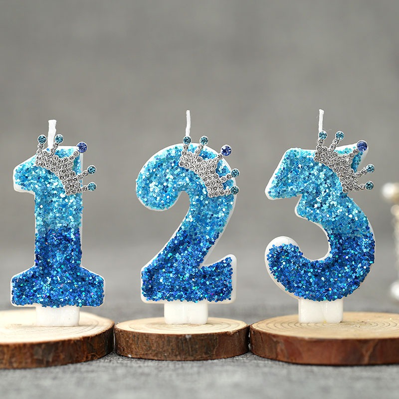 Candle Supply - Creatieve Peacock Blue Crown digitale verjaardagskaars