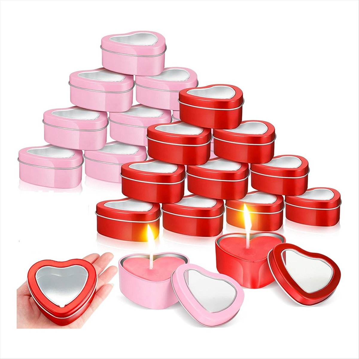 REST 24 stuks 4oz hartvormige  - Metal Tin Lid 4Oz recensie en prijs